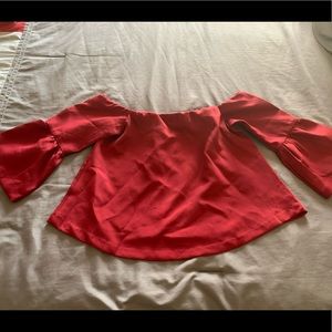Paper Heart off the shoulder flare sleeve maroon top size M
